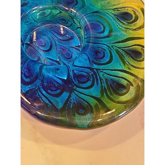 Mats Jonasson Peacock Crystal Tea Light w Original Sticker Maleras Sweeden EUC - Picture 8 of 10